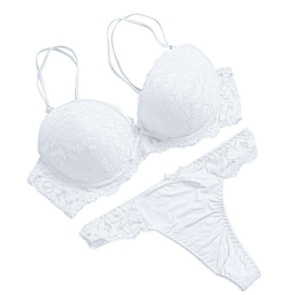 Odeerbi Women's Lingerie Set Valentine's Day 2025 Fashion Sexy Lace Underwear Pajamas Embroidered Ladies Steel Rings Intimates Set White