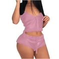 thumbnail image 1 of Odeerbi Women's Lingerie Set Valentine's Day Sexy Lace Splicing Sleepwear Lingerie Pajamas 2025 Casual Sleeveless Tops +Short Pants Set Pink, 1 of 5