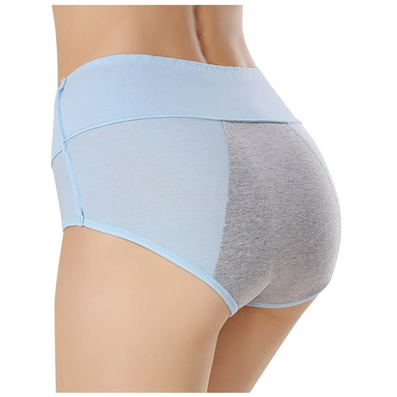 Odeerbi Women's Period Underwear Menstrual Postpartum Absorbent Panties Teens Girls Leak Proof Cotton Briefs Comfortable Solid Color High Waist Briefs