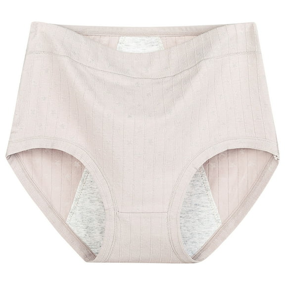 Odeerbi Women's Period Underwear Menstrual Postpartum Absorbent Panties Teens Girls Leak Proof Cotton Briefs Plus Size Solid Color Soft Breathable Underwear
