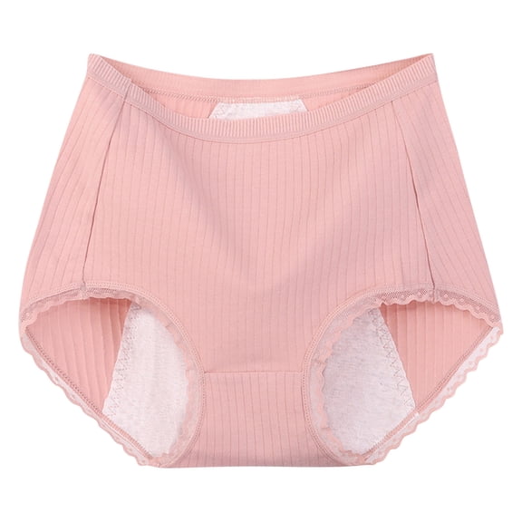 Odeerbi Women's Period Underwear Menstrual Postpartum Absorbent Panties Teens Girls Leak Proof Cotton Briefs Plus Size Solid Color Soft Breathable Underwear