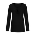 thumbnail image 1 of Odeerbi Women's Ribbed Knit Maternity Shirts Long Sleeve Pregnancy Tops Ladies Fashion Solid Color Frenulum Casual Top Maternity Clothes Black, 1 of 5