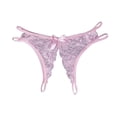 thumbnail image 1 of Odeerbi Women's Thong Crotchless Panties 2025 Valentine's Day Sexy Transparent Underwear Sling Solid Color Shortened Underwear Set Pink, 1 of 5