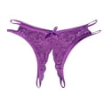 thumbnail image 1 of Odeerbi Women's Thong Crotchless Panties 2025 Valentine's Day Sexy Transparent Underwear Sling Solid Color Shortened Underwear Set Purple, 1 of 5