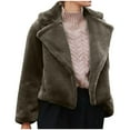 thumbnail image 1 of Odeerbi Womens Faux Furry Overcoat Thicken Fleece Jacket Winter Fuzzy Coat 2024 Fashion Solid Color Long Sleeve Warm Outerwear Olive Green, 1 of 5