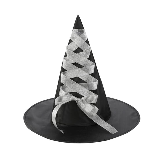 Odeerbi Womens Halloween Witch Hat Lace Up Wide Brim Pointed Tall Hat Party Dress Up Accessory