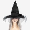 thumbnail image 1 of Odeerbi Womens Halloween Witch Hat Rose Tulle Wide Brim Pointed Tall Hat Party Dress Up Accessory, 1 of 8