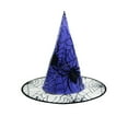 thumbnail image 1 of Odeerbi Womens Halloween Witch Hat Spider Web Print Wide Brim Pointed Tall Hat Party Dress Up Accessory, 1 of 4