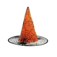thumbnail image 1 of Odeerbi Womens Halloween Witch Hat Spider Web Print Wide Brim Pointed Tall Hat Party Dress Up Accessory, 1 of 4
