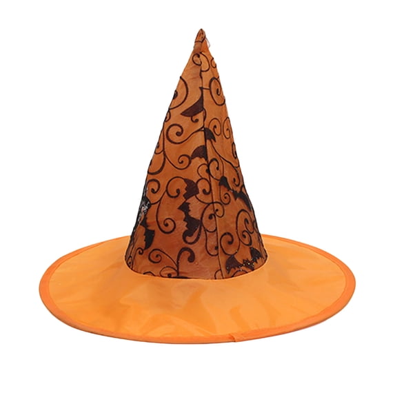 Odeerbi Womens Halloween Witch Hat Tulle Transparent Wide Brim Pointed Tall Hat Party Dress Up Accessory