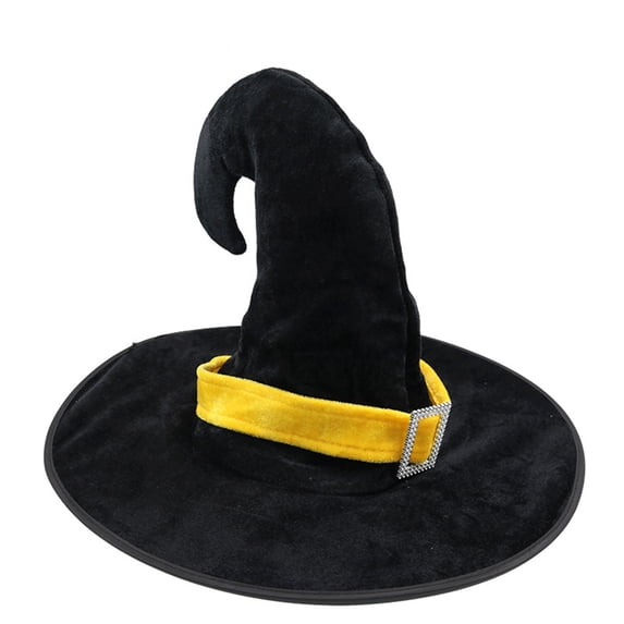 Odeerbi Womens Halloween Witch Hat Velvet Wide Brim Curved Pointed Tall Hook Hat Party Dress Up Accessory