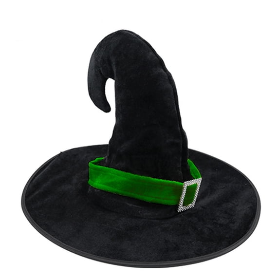 Odeerbi Womens Halloween Witch Hat Velvet Wide Brim Curved Pointed Tall Hook Hat Party Dress Up Accessory