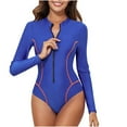 thumbnail image 1 of Odeerbi Womens Long Sleeve Rash Guard UV Protection One Piece Swimsuits Quick Dry Surfing Bathing Suit New Fashion Splicing Sexy Casual Bikini Blue, 1 of 9