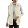 thumbnail image 1 of Odeerbi Womens Soft Fleece Vest Sleeveless Winter Coat Solid Color Plush Lapel Loose Jacket with Pocket Beige, 1 of 9