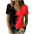 thumbnail image 1 of Odeerbi Womens Tops Dressy 2025 Casual Blouse Trendy V-Neck Short Sleeve Print T-shirt Red, 1 of 8