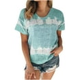 thumbnail image 1 of Odeerbi Womens Tops Dressy Casual Plus Size Blouses Shirts Trendy Printed Short Sleeve T-shirt Round Neck Purple, 1 of 4