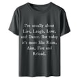 thumbnail image 1 of Odeerbi Womens Tops Dressy Casual Blouse Mens Shirts Gifts T-Shirt Letter Print Short Sleeve Dark Gray, 1 of 8