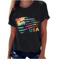thumbnail image 1 of Odeerbi Womens Tops Dressy 2025 Casual Blouse Shirts Tees Funny Cute Short Sleeve T Shirt Independence Day Flag Print T-Shirt Gift Burgundy, 1 of 8