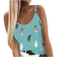 thumbnail image 1 of Odeerbi Womens Tops Dressy 2025 Casual Blouse Trendy Print Sleeveless Round Neck Vest Camis Blue, 1 of 8