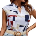 thumbnail image 1 of Odeerbi Womens Tops Dressy Casual Blouse Trendy Sleeveless Bandage Pullover Printing Blue, 1 of 8