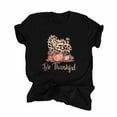 thumbnail image 1 of Odeerbi Womens Tops Going Out Tops 2025 Casual Thanksgiving Print Pullover Short Sleeve T-Shirt Shirt Black, 1 of 6