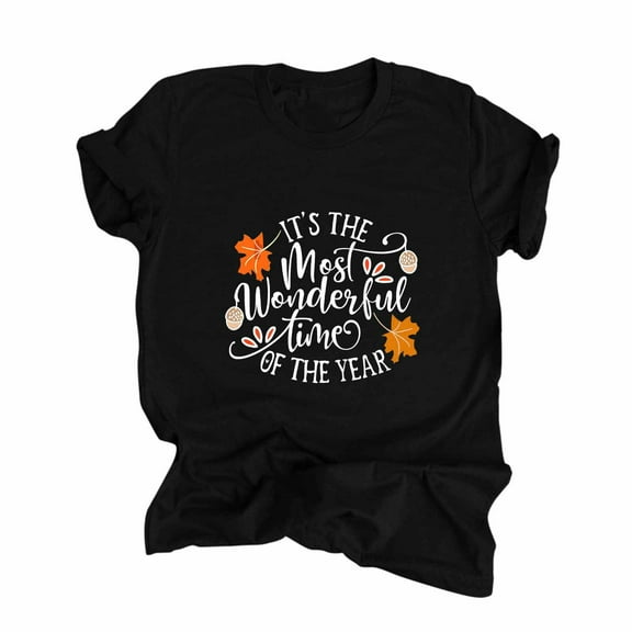 Odeerbi Womens Tops Going Out Tops 2025 Casual Thanksgiving Print Pullover Short Sleeve T-Shirt Shirt Green