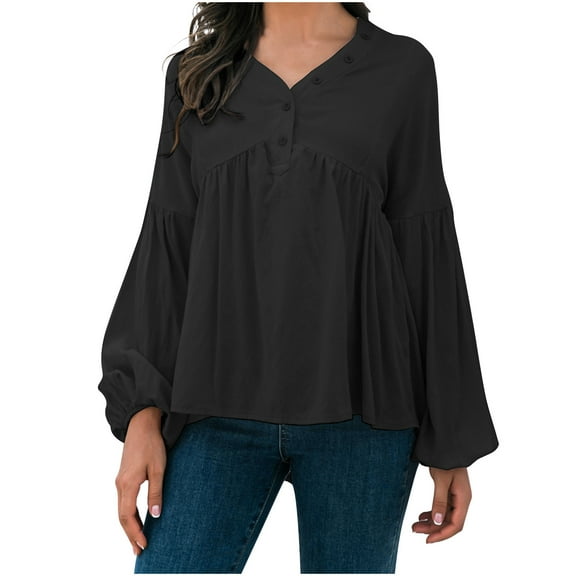 Odeerbi Womens Tops Long Sleeve Shirts Blouses Fashion 2025 Casual Solid V-Neck Long Sleeve Autumn Blouse Pullver Claret