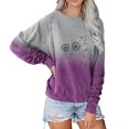 thumbnail image 1 of Odeerbi Womens Tops Raglan Sleeve Blouses Round Neck Casual Print Gradient Raglan T-Shirt Top Purple, 1 of 4