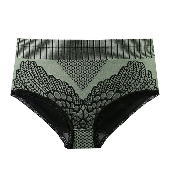 Odeerbi Womens Underwear Seamless Briefs Color Lace Edge High Waisted Shorts Shapewear Tummy Control Panties Green