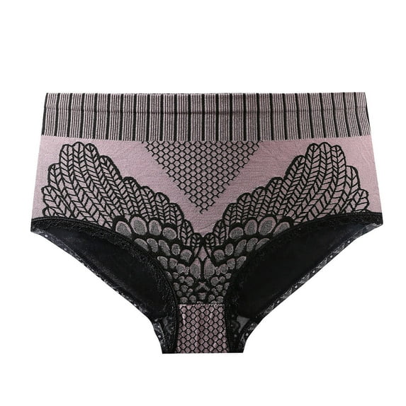 Odeerbi Womens Underwear Seamless Briefs Color Lace Edge High Waisted Shorts Shapewear Tummy Control Panties Pink