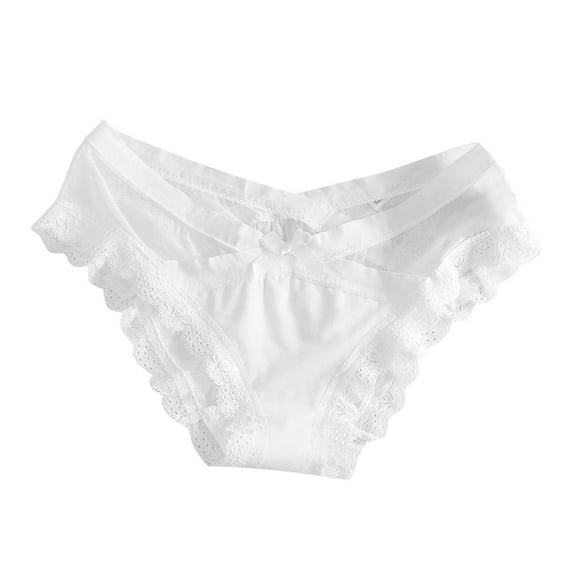 Odeerbi Womens Underwear Seamless Briefs skinny As A Cicada-wing Mesh Low-waist Cross-belt Panties White