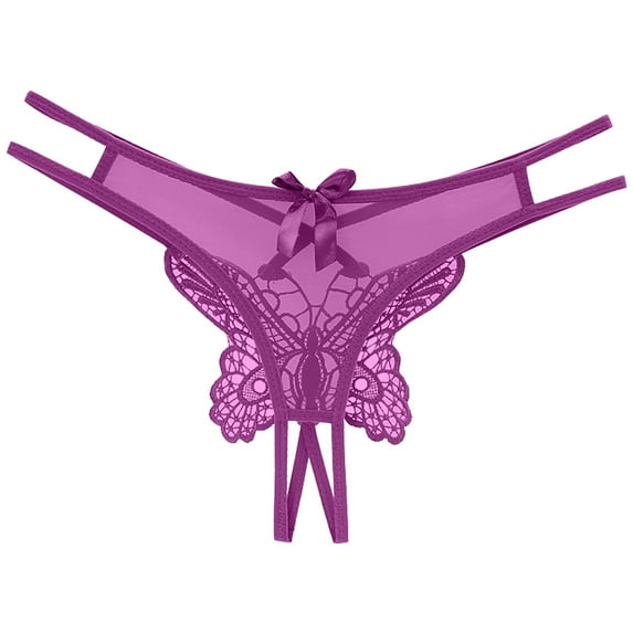 Odeerbi Womens Underwear See Through Thongs Erogenous Lace Lingerie Panties Underpants Black