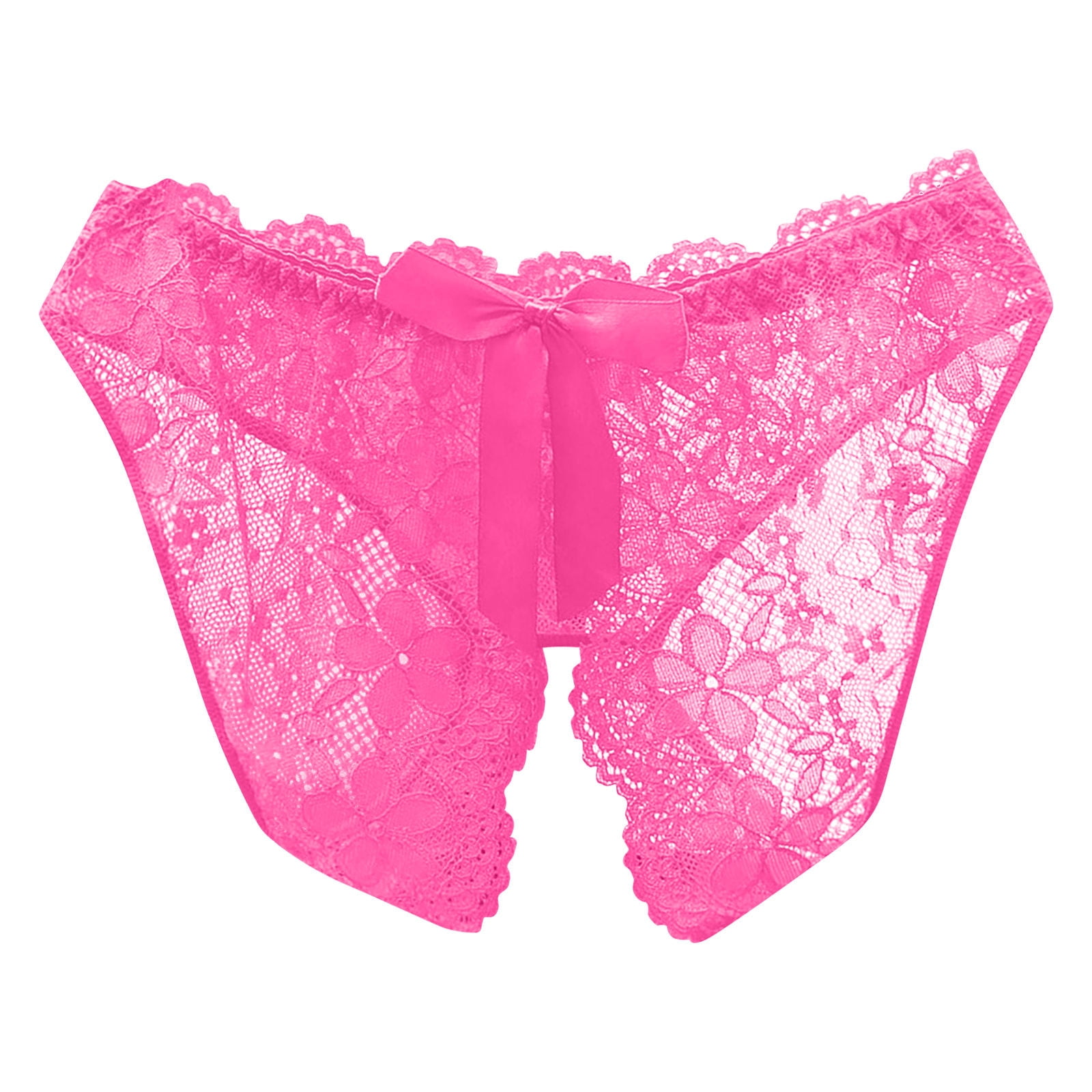 Odeerbi Womens Underwear See Through Thongs Erogenous Lace Lingerie Panties  Underpants Hot Pink
