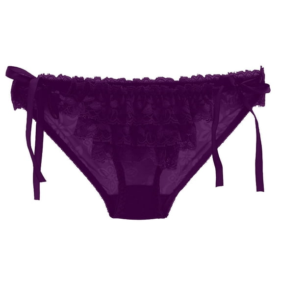 Odeerbi Womens Underwear See Through Thongs Erogenous Lace Lingerie Panties Underpants Purple