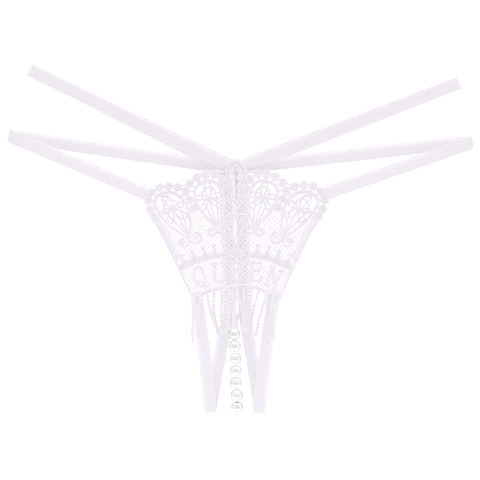 Odeerbi Womens Underwear See Through Thongs Erogenous Lace Lingerie Panties Underpants White