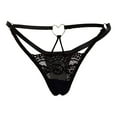 thumbnail image 1 of Odeerbi Womens Underwear See Through Thongs Erogenous Solid Lace Hollow Out Lingerie Panties Underpants T-String Black, 1 of 9
