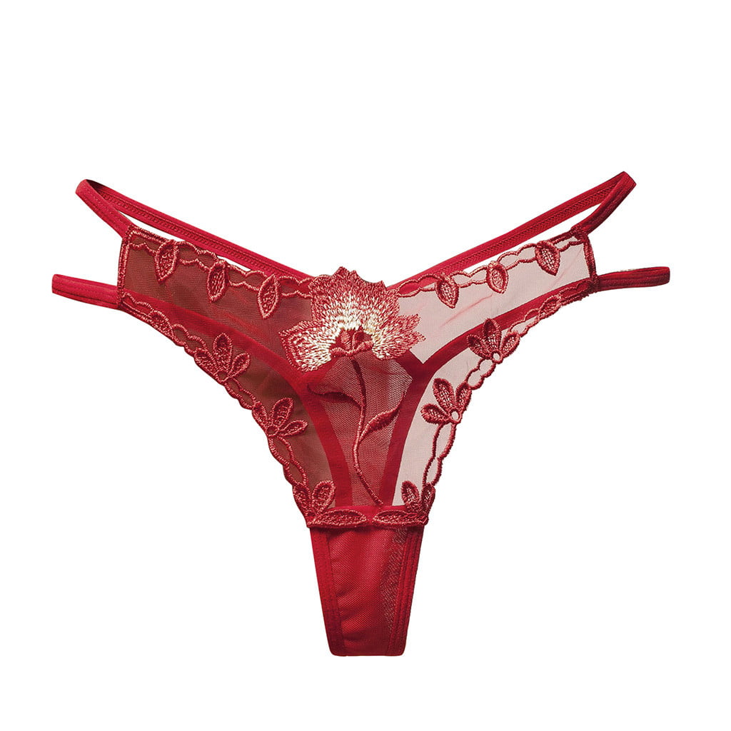 Odeerbi Womens Underwear See Through Thongs Thong Erogenous Panties Thong  Lace Pants Briefs Underwear Wine 