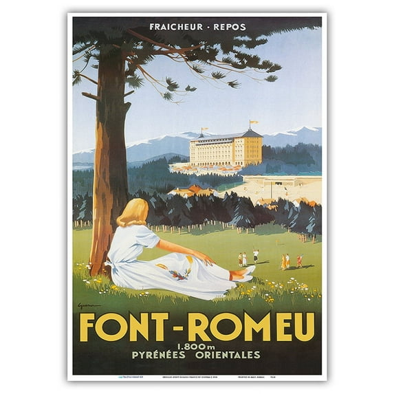 Odeillo (Font-Romeu) - Pyrénées-Orientales - Le Grand Hotel France - Vintage Travel Poster by Vincent Guerra c.1934 - Master Art Print 10in x 14in