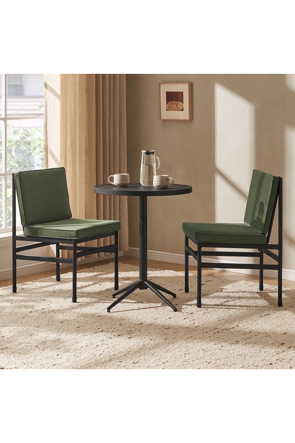 Odelia Bistro Set - Dining Table + Dining Chair Set of 2 (Olive Green Velvet)
