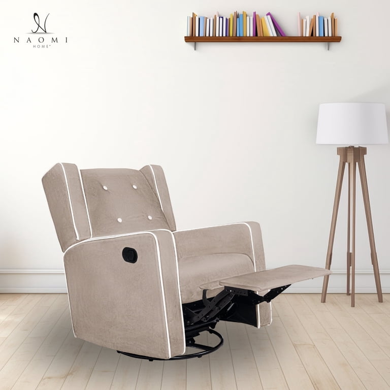 Naomi Home Odelia Swivel Glider Rocking Recliner, Mocha Microfiber