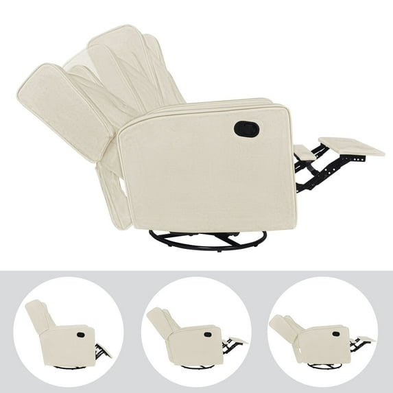 Odelia Swivel Glider Rocker Recliner-Color:Cream,Fabric:Microfiber