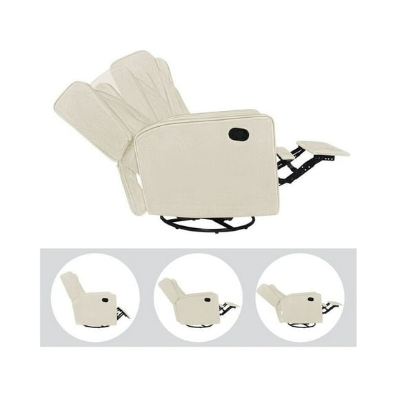 Odelia Swivel Glider Rocker Recliner by Naomi Home-Color:Cream,Material:Microfiber