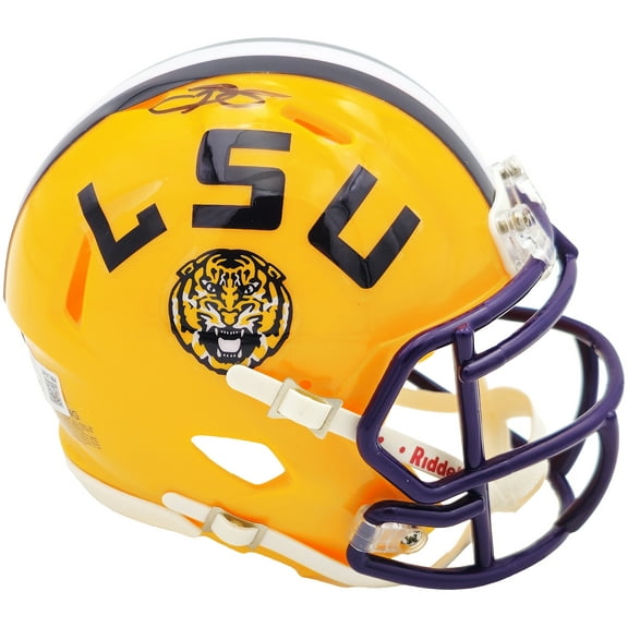 Odell Beckham Jr. Autographed LSU Tigers Yellow Speed Mini Helmet Beckett BAS Witness 235087