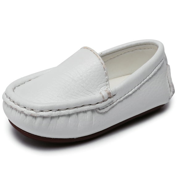 Odema Toddler Boys Soft Split Leather Slip-On Loafer Boat Dress Shoes