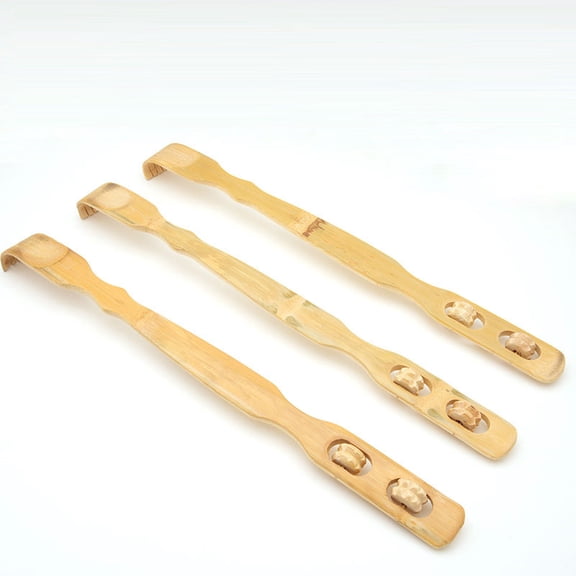 Odenmar-3 Pack Wooden Back Scratcher with Massage Rollers, Long Handle Bamboo Back Scratch Tool for Hard to Reach Areas