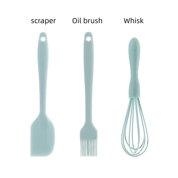 Odenmar-3 Piece Silicone Kitchen Utensil Set, Spatula, Basting Brush and Whisk for Cooking, Baking and Mixing, Heat Resistant Cooking Tools