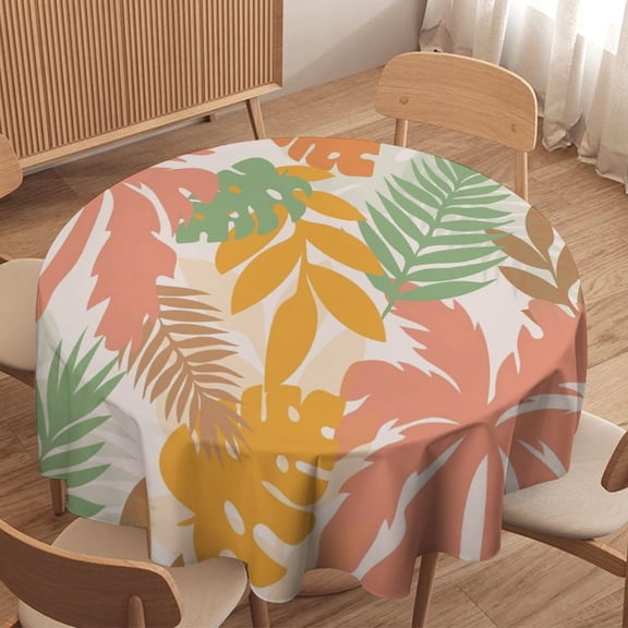Odenmar 70 Inch Round Tablecloth, Colorful Boho Floral Table Cover, Retro Flower Print Waterproof Washable Polyester Tablecloth for Dining Kitchen Party Outdoor Decor