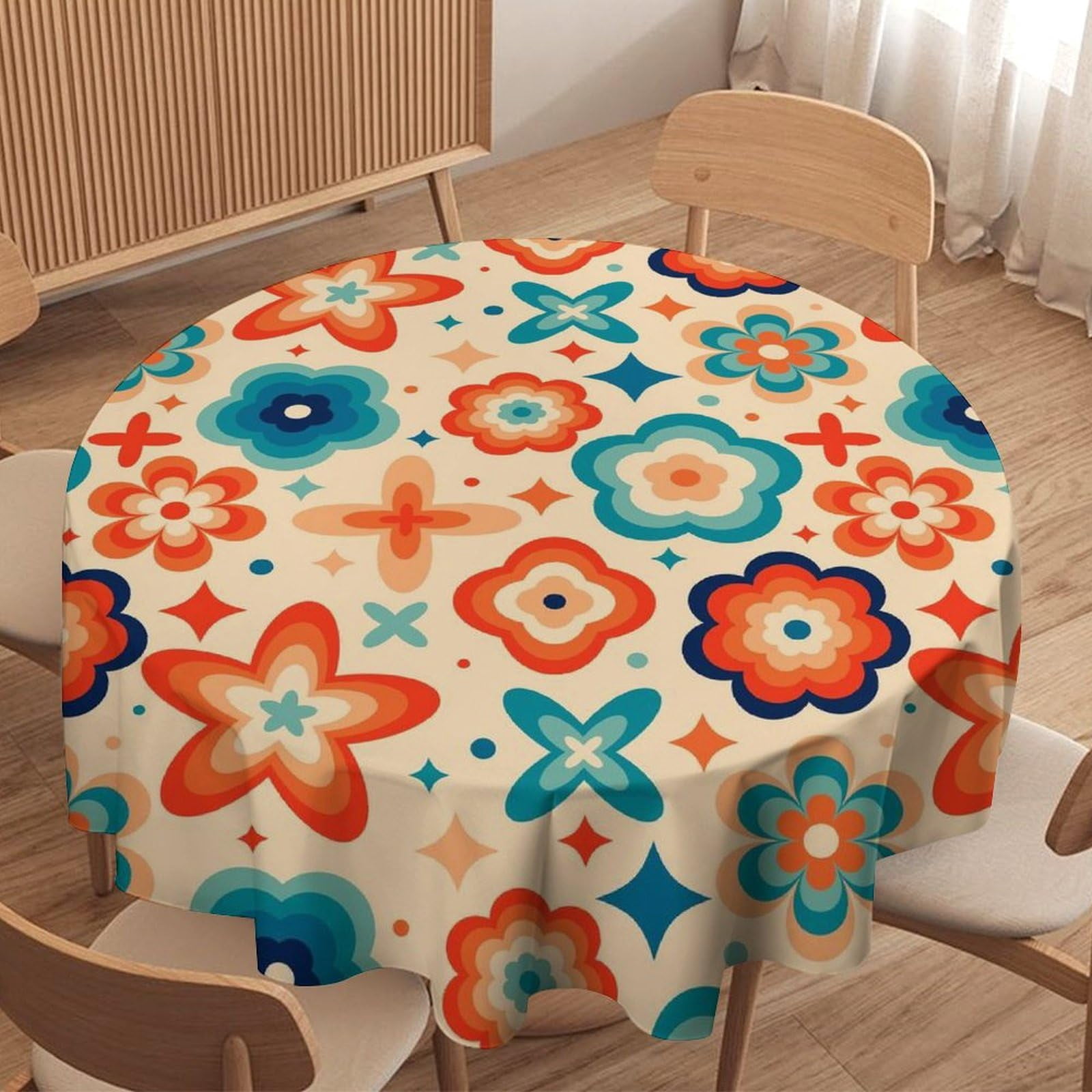 Odenmar 70 Inch Round Tablecloth, Colorful Boho Floral Table Cover ...
