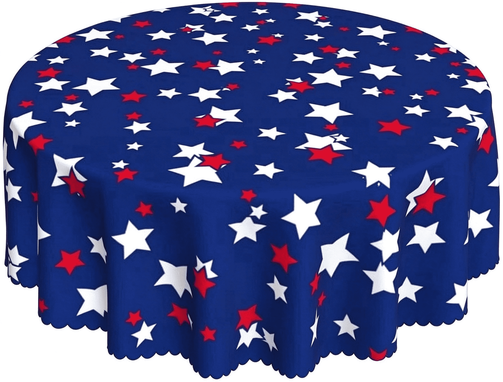 Partiotic Table Odenmar 70 inch Round Patriotic Tablecloth Red White Blue Star ...