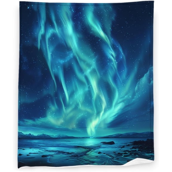 Odenmar Blue Night Sky Throw Blanket 30 x 40 Inch Soft Flannel Lightweight Cozy Lake Landscape Blanket for Sofa Bed Couch Chair, Scenic Decorative Throw
